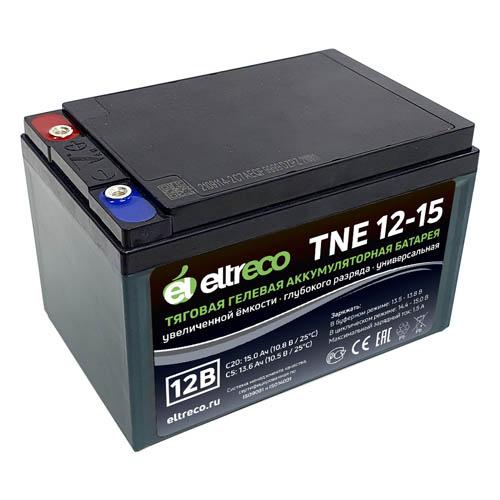 Купить тяговый аккумулятор Eltreco TNE12-15 (12V12A/H C3) болт Тяговый аккумулятор Eltreco TNE12-15 (12V12A/H C3) болт