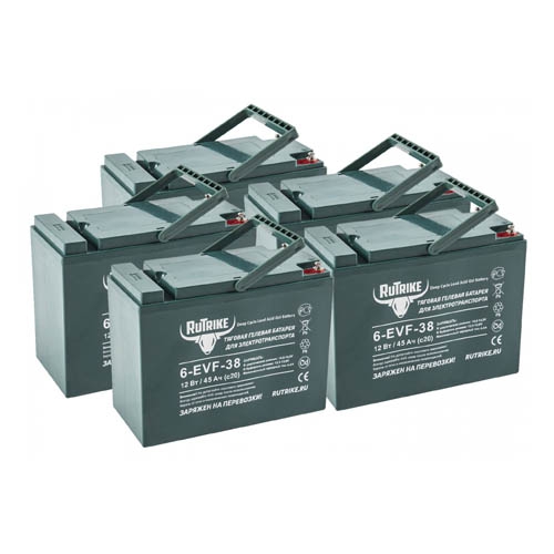 Купить комплект тяговых гелевых аккумуляторов RuTrike 6-EVF-38 (60V38A/H C3) Комплект тяговых гелевых аккумуляторов RuTrike 6-EVF-38 (60V38A/H C3)