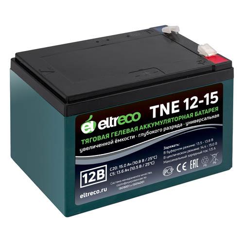 Купить тяговый аккумулятор Eltreco TNE12-15 (12V12A/H C3) нож Тяговый аккумулятор Eltreco TNE12-15 (12V12A/H C3) нож